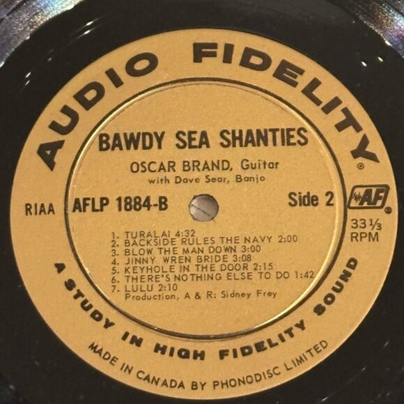 Oscar Brand And Dave Sear Old Time Bawdy Sea Shanties Vinyl LP - Picture 3 of 8